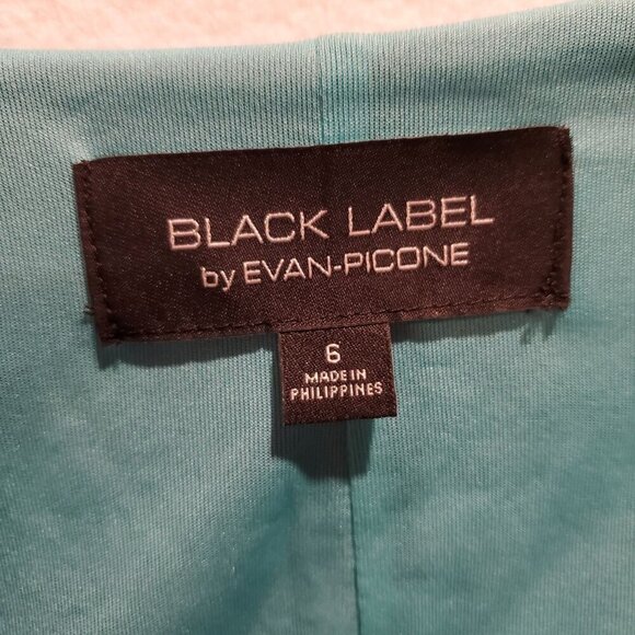 Black Label by Evan Picone Stretch Tummy Rouching Faux Wrap Dress Women's 6 - Picture 3 of 7